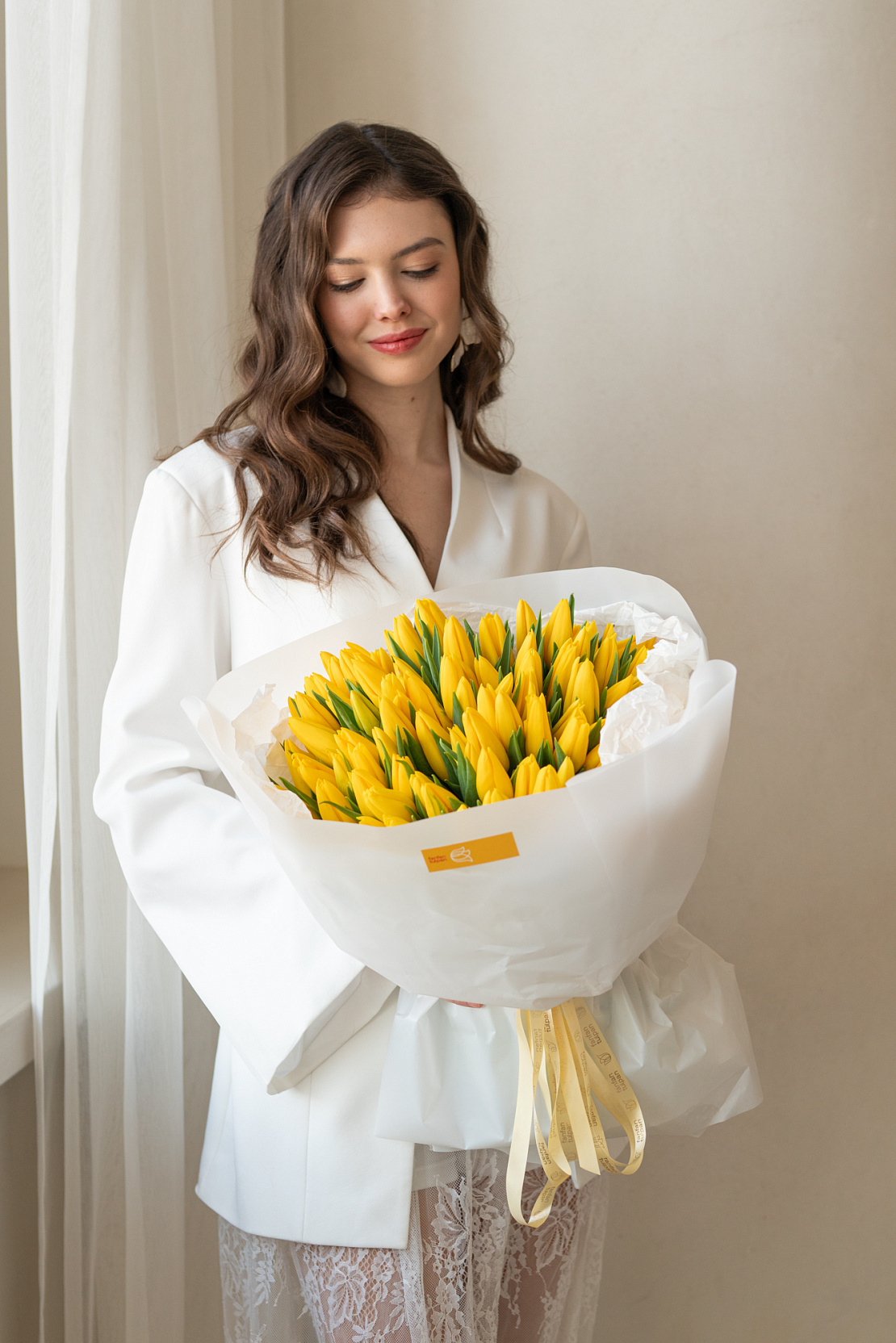 Букет с желтыми тюльпанами Лимонное суфле